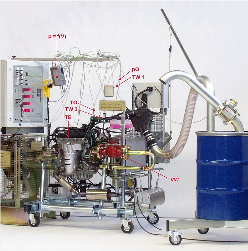 MP 100 engine dynamometer, thermal balance, cylinder pressure, state of lubricant